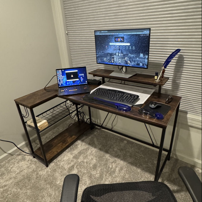 Inbox Zero Nedyo 52'' W L-Shaped Computer Desk with Power Outlet